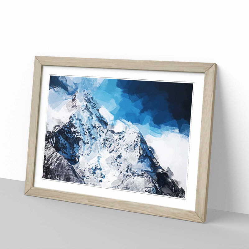Mount Everest in Abstract - Picture Frame Graphic Art Print, 62cm H x 87cm W x 2cm D, Oak Framed