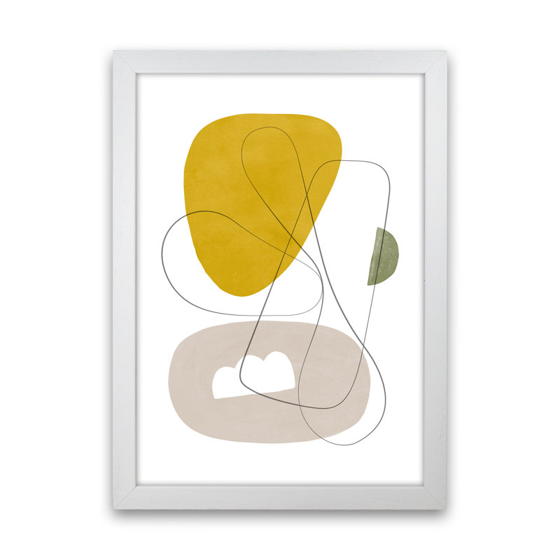 Abstraction With Grey Lines I - Print, 88cm H x 64cm W x 3cm D, White Framed