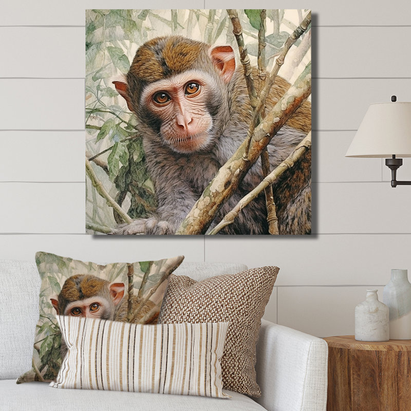 Wild Monkey IV sur toile, H 24 po x l 24 po x P 1 po, Toile tendue