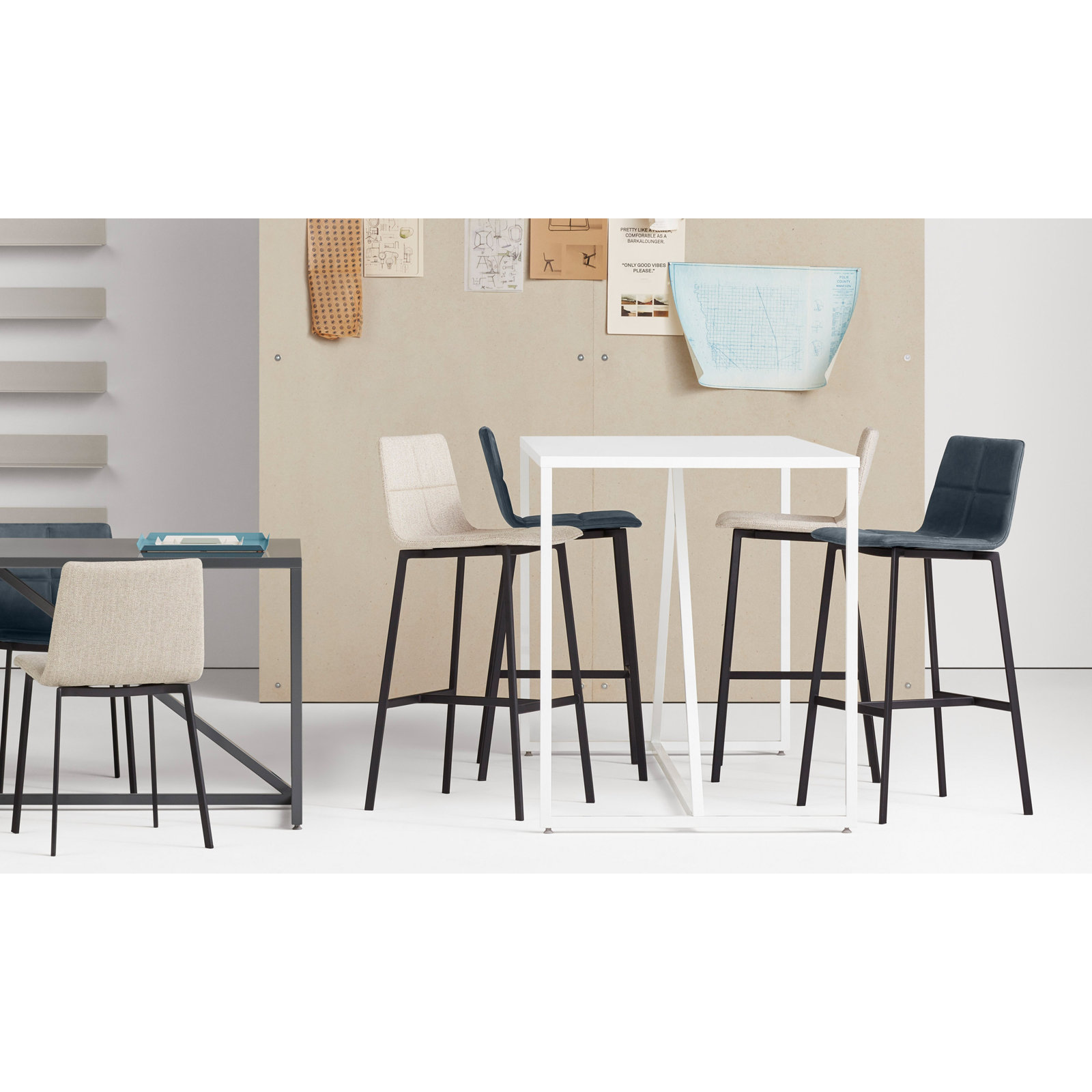 Strut Dining Table, White, 35" W x 75" L, Standard (29" Height)