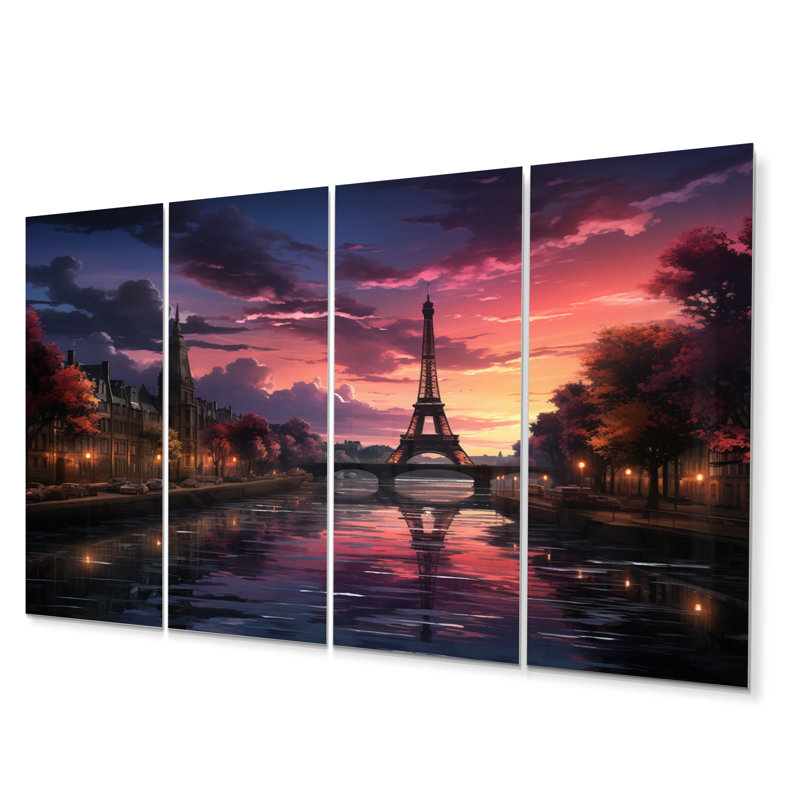 Ensemble d'illustrations murales en métal Paris Tour Eiffel Harmony I - Franch