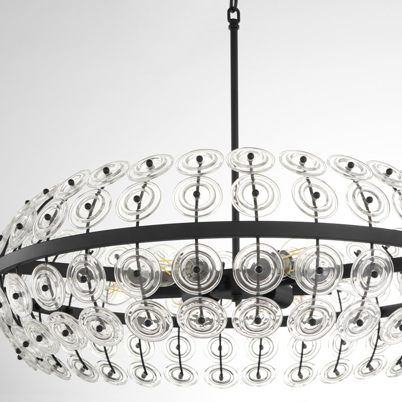 Selena 6 - Light Steel Dimmable Round / Oval Chandelier, Matte Black