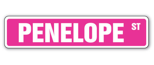 Plaque de rue Penelope en plastique robuste 4 po x 18 po