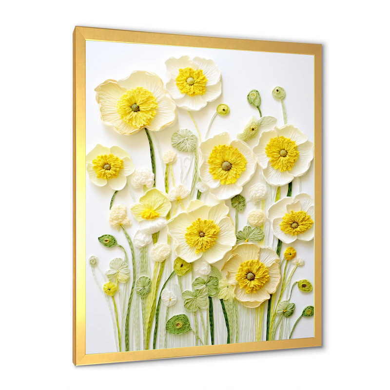 «Buttercups Minimalisme Dream I», H 20 po x l 12 po x P 1 po, Cadre doré simple