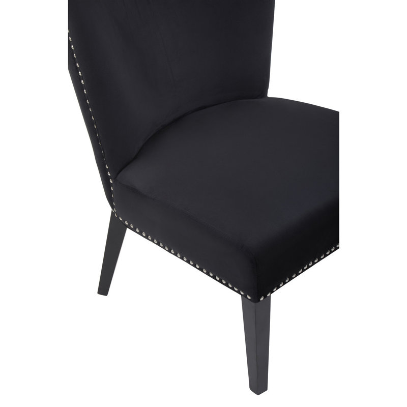 Otsego 47cm H Velvet Upholstered Side Chair, Black