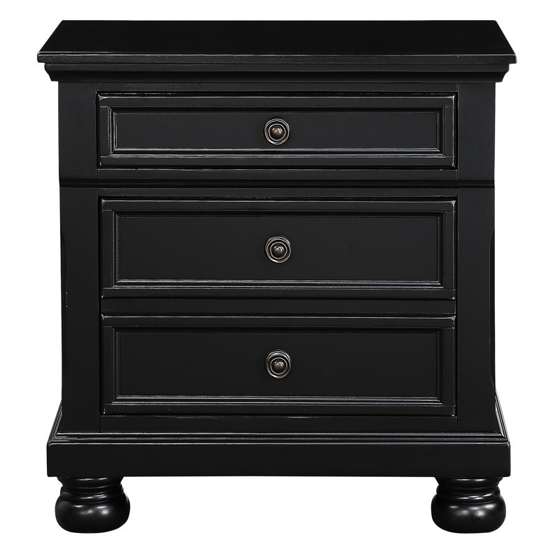 Table d'appoint de chambre noire avec rangement caché, 2 tiroirs coulissants, pieds en oignon, antique, sans assemblage en noir, compartiment, assemblage, ton bronze