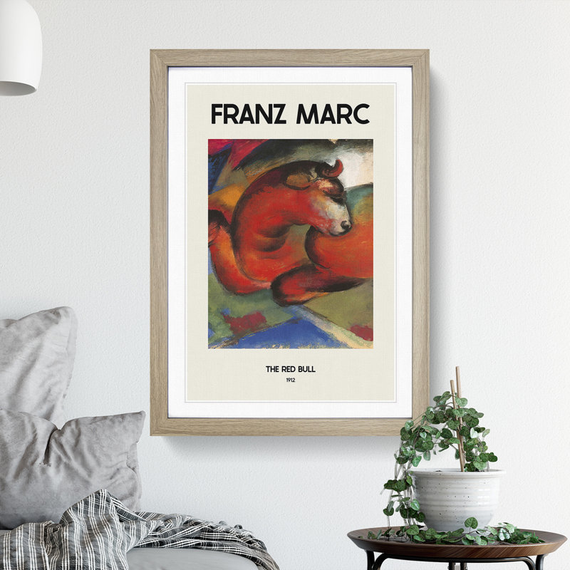 Red Bull by Franz Marc - Picture Frame Graphic Art, 48cm H x 36cm W x 2cm D