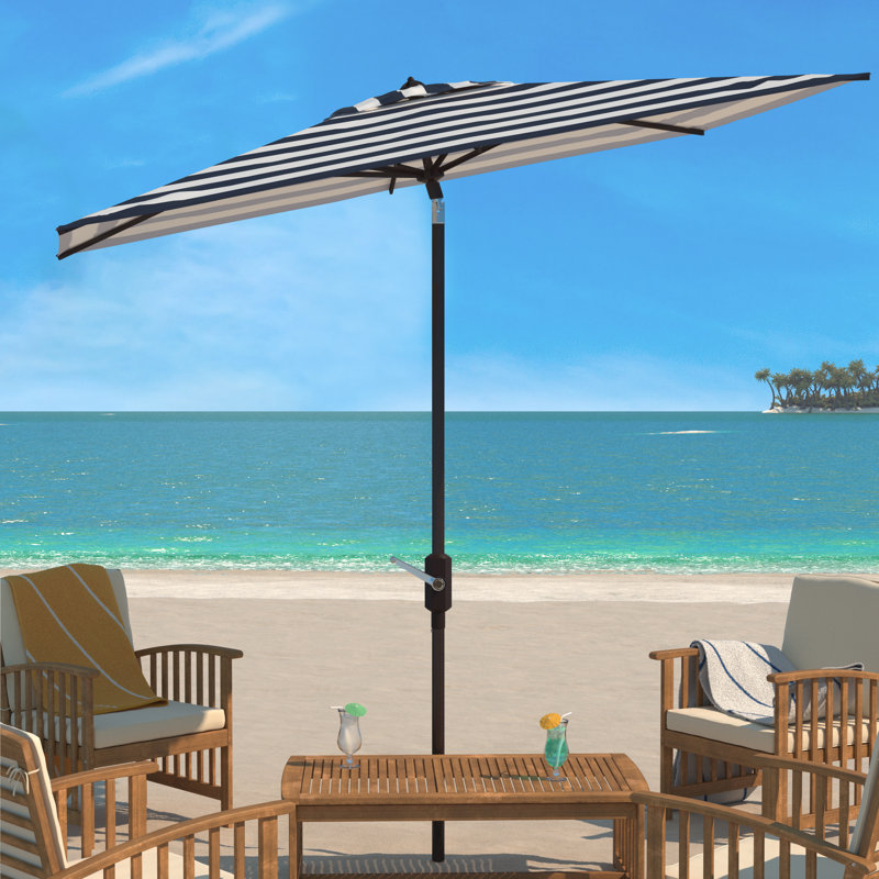 Parasol de marché rectangulaire 9 pi 85 po x 6 pi 86 po Torrens, Bleu marine/blanc