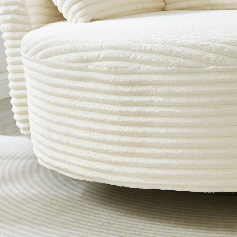 Canapé rond en velours côtelé 56 po, Beige