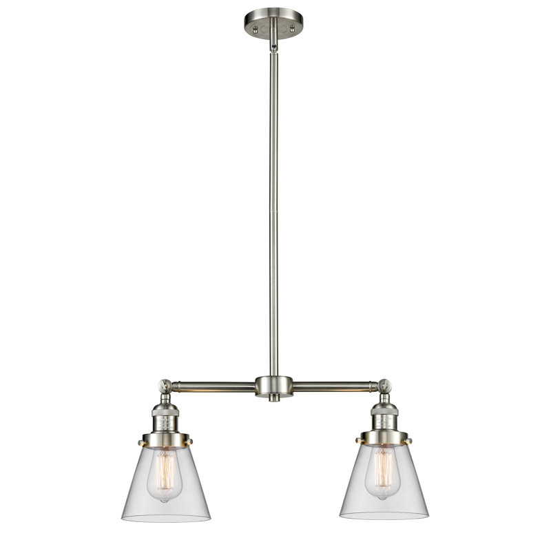 Stonecipher 2 - Light Kitchen Island Pendant, 6 Watt Vinage LED Bulb, Clear, Brushed Satin Nickel
