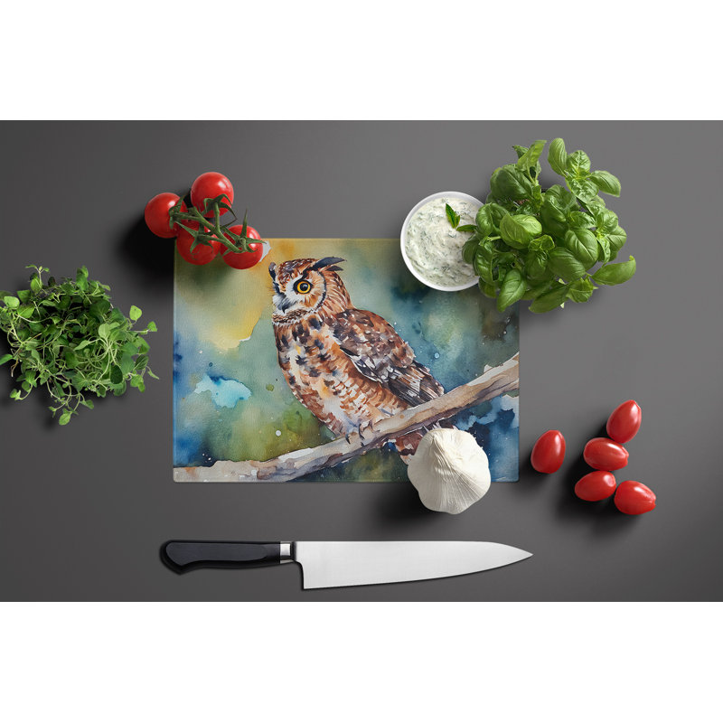Tawny Owl Glass Cutting Board