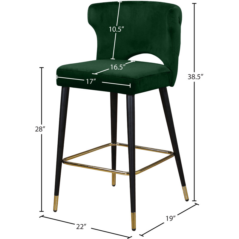 Sanchez Upholstered Counter Stool with Metal Frame, Green Velvet