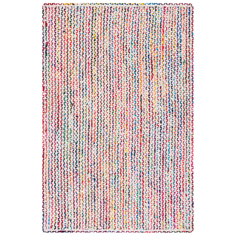 Braided Handmade Cotton Chevron Rug, Rectangle 3' x 5'