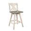 Chaises à hauteur de comptoir en bois d'hévéa massif (de 2), gris blanc, pivotant sur 360 °, gris rustique pour salle à manger (2), 360 degrés-1292212251