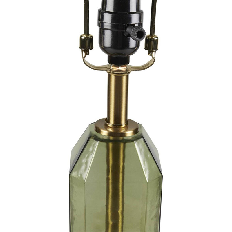 Lampe de table à facettes en verre vert - voir ci-dessous
