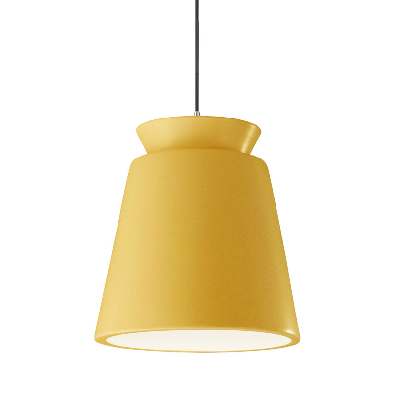 Radiance - Luminaire suspendu trapézoïdal haut 1 lumière - Jaune pâle - Chrome poli - l 13,5 po x H 16 po - Ampoule remplaçable