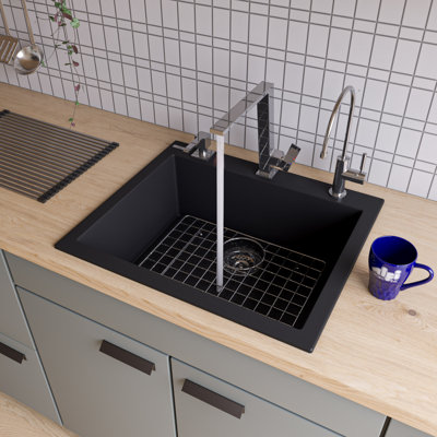 Évier de cuisine à simple cuve à montage sur plan 23,63 po x l 20,88 po