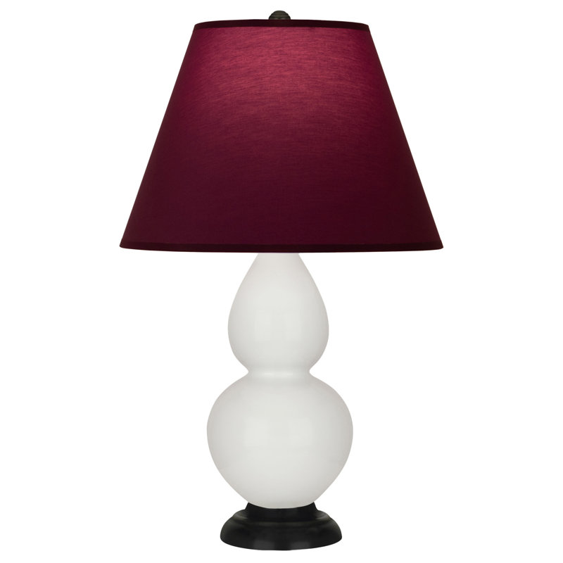 Petite lampe d'appoint à double gourde, Blanc cassé / bronze, Bourgogne / lavande