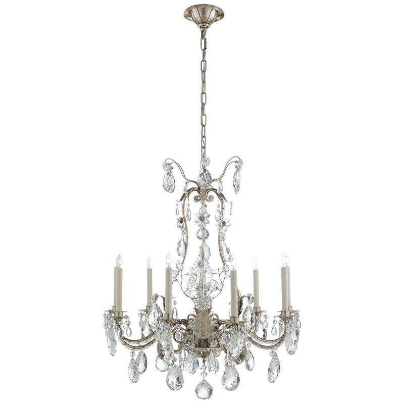 Thomas O'Brien Yves Chandelier, Burnished Silver Leaf