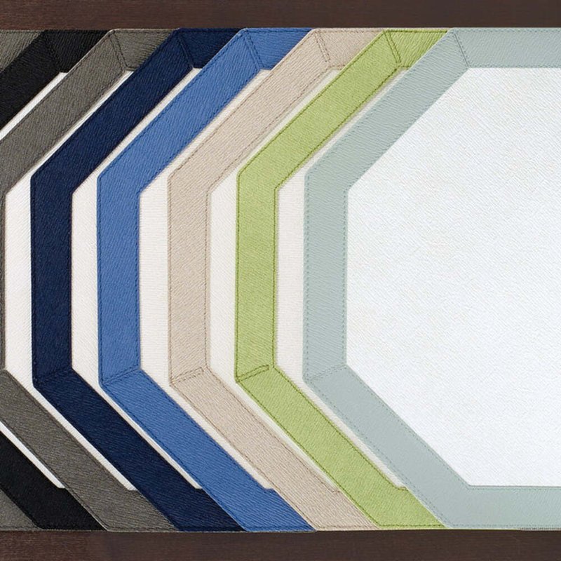 Bordino Vinyl Octagon Placemats, Celadon
