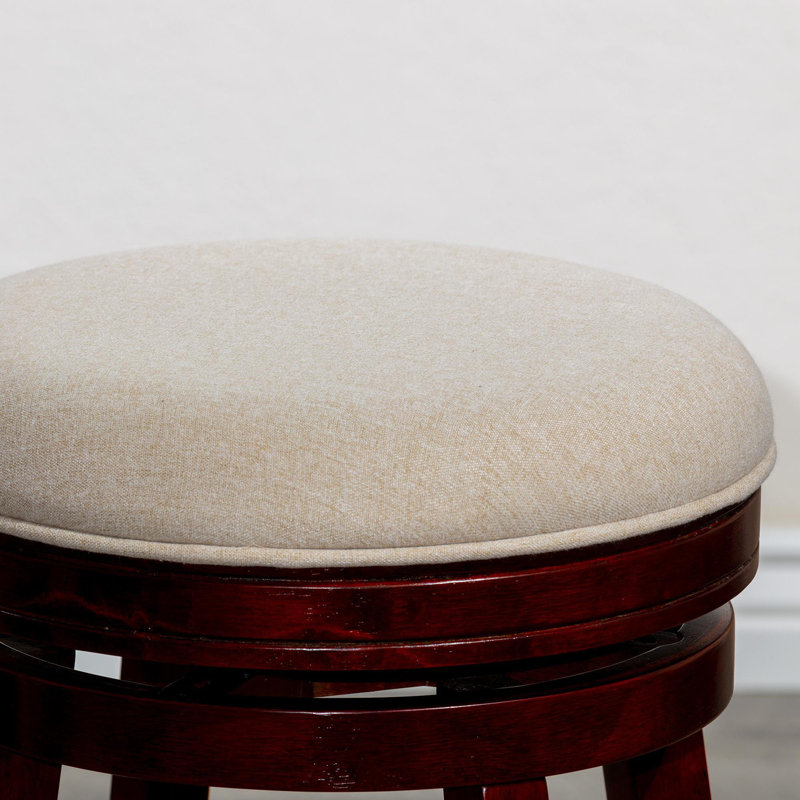 Tabouret 30 ", finition cerisier, siège en tissu beige, Cerisier, Beige