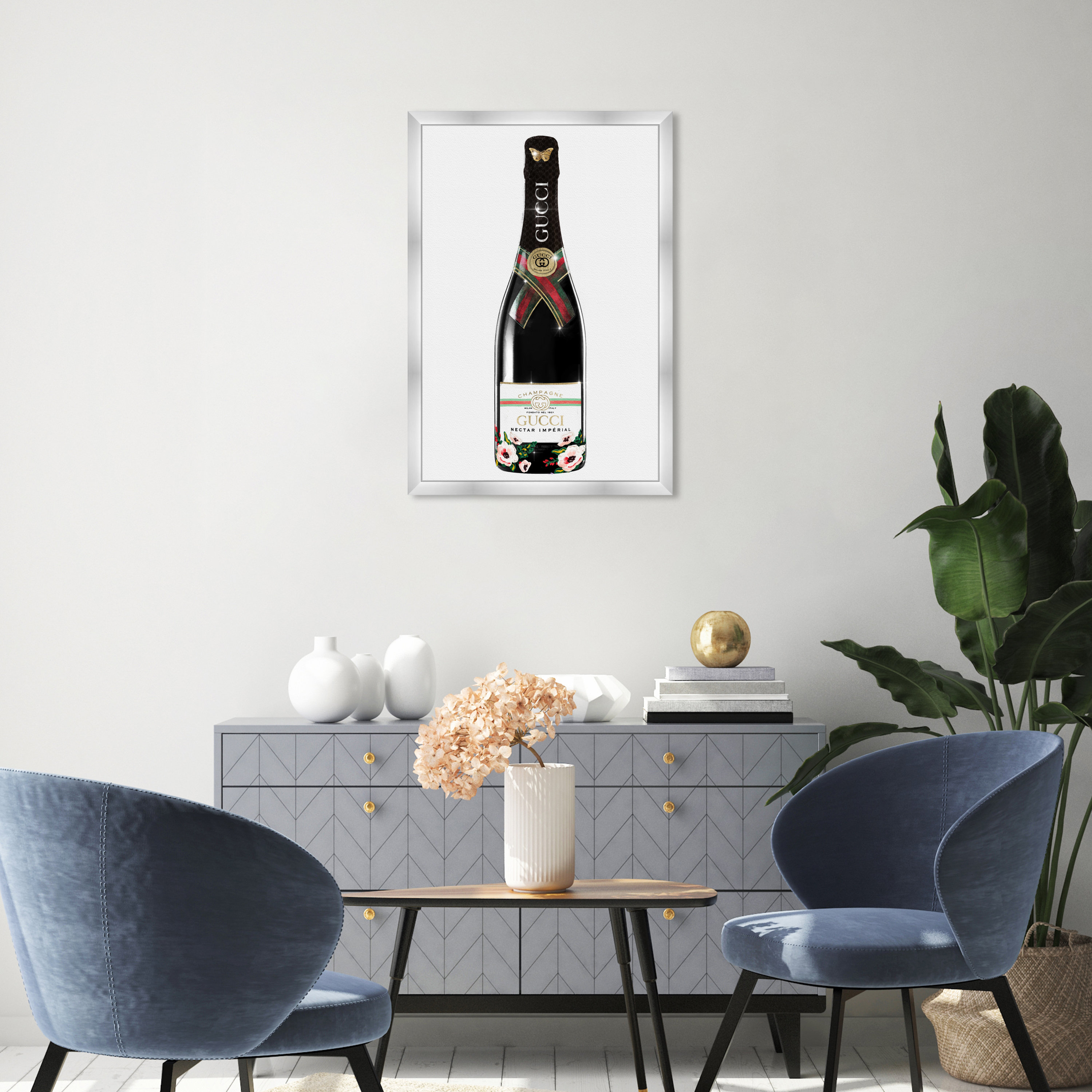 Oliver Gal Italian Mod Champagne, Glam Italian Bubbles Italian Mod  Champagne Framed On Canvas by Oliver Gal Print