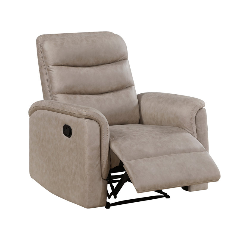 Meloni Reclining Chair with Pull-Hand Mechanism, Taupe Microfiber, Taupe Microfiber / Microsuede