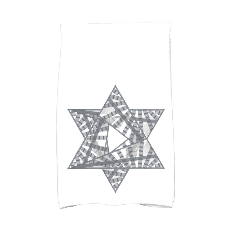 Hannukah Star Mosaic Poly Twill Hand Towel, Gray