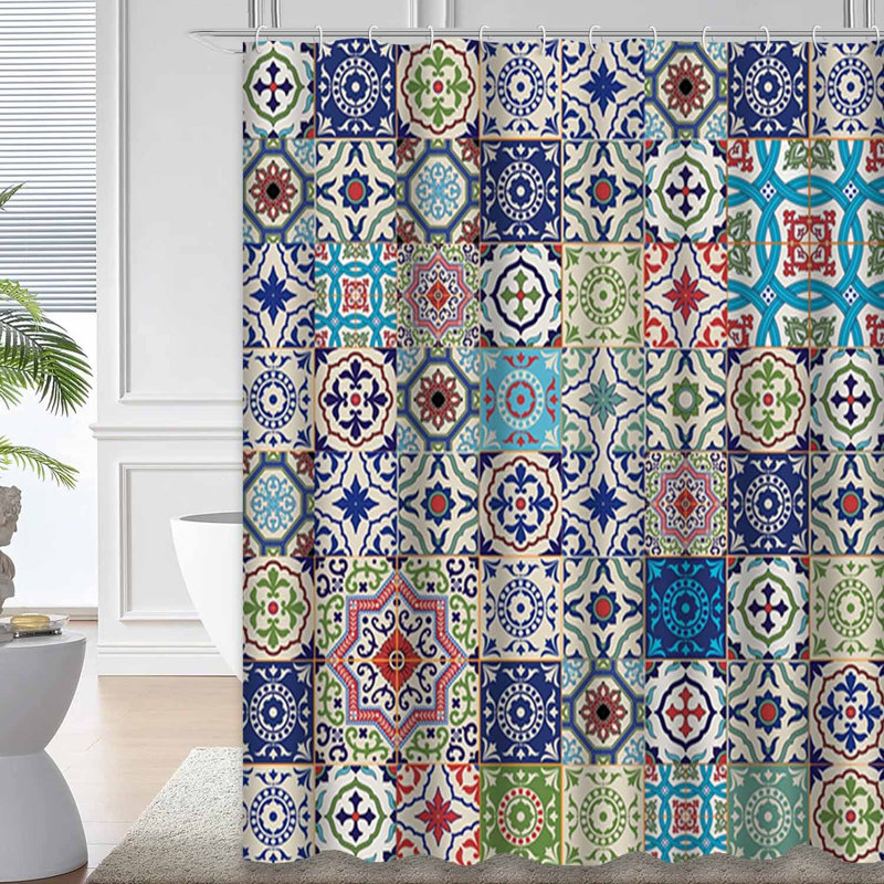 Rideau de douche avec 12 crochets Arabesque, 72" L x 72" W