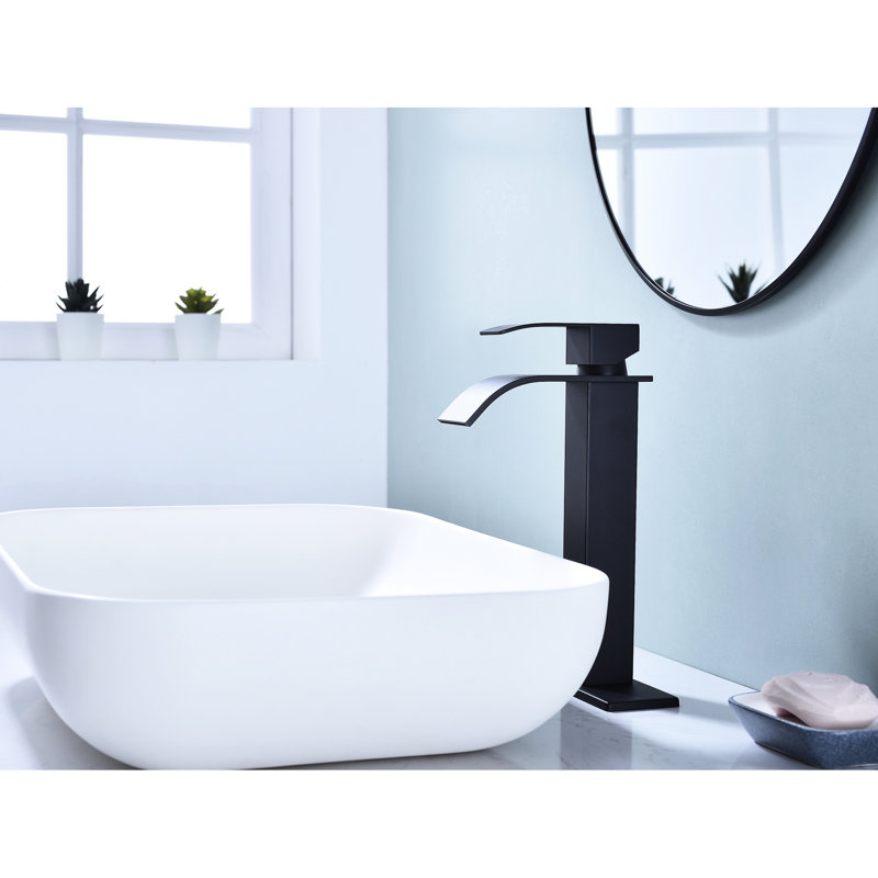 Matte Black Single Handle Waterfall Spout Bathroom Faucet With Pop - Up Drain, Stainless Steel, Stable Water Flow, Quick Installation For Sinks Without Overflow