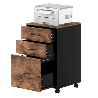 41 cm W 3 -Drawer Wheels / Casters included Mobile Filing Cabinet