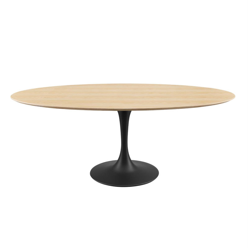 Silver Orchid Fein Oval Dining Table, 47" W x 78" L, Natural, Black