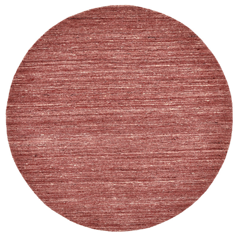 , Red Round Pure Solid Colour Hand Woven Hand Loomed Area Rug, Round 100cm