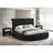 1pc Unique Round Plush Black Velvet Button-Tufted Detailing Storage Bed-979590756