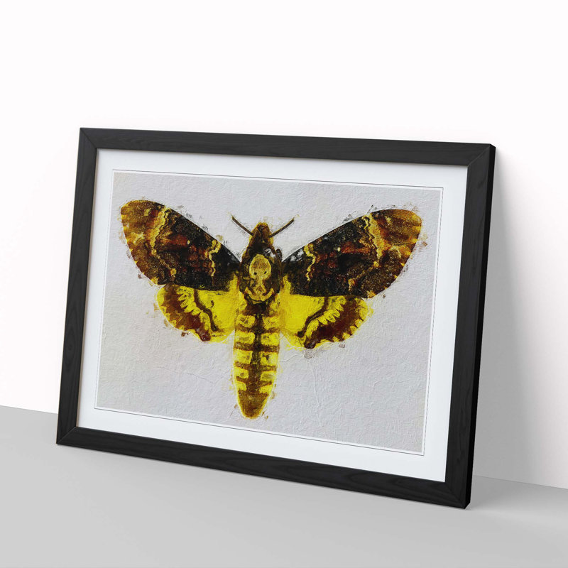 Deathshead Moth - Picture Frame Painting Print, Black Framed, 48cm H x 65cm W x 2cm D