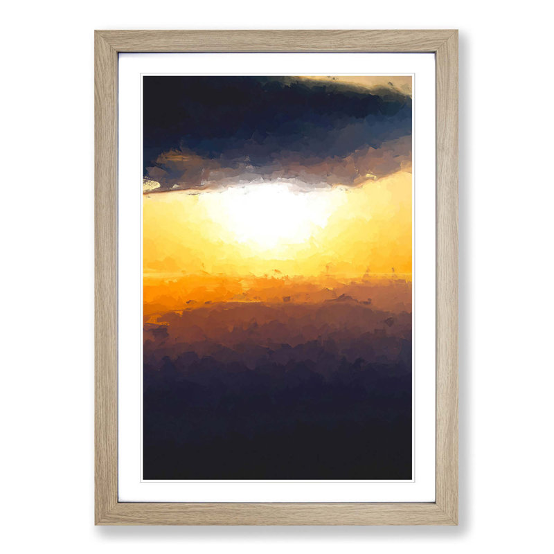 Sunset Through the Clouds in Abstract - Picture Frame Graphic Art Print, Oak Framed, 36cm H x 27cm W x 2cm D