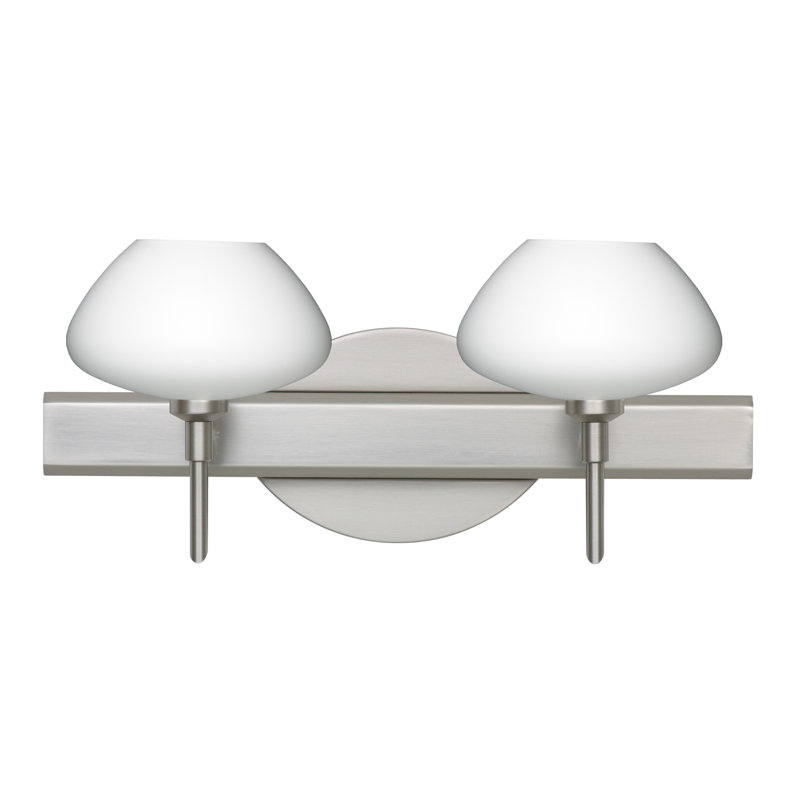 Éclairage pour salle de bain 2 lumières Srinivas, Nickel satiné, Opale matte, Incandescent