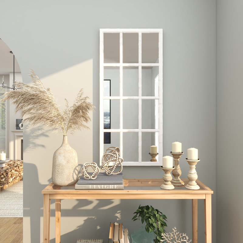 Miroir mural en bois blanc