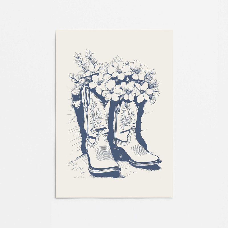 Bottes de cowboy bleu marine en fleurs, 20 po x 16 po