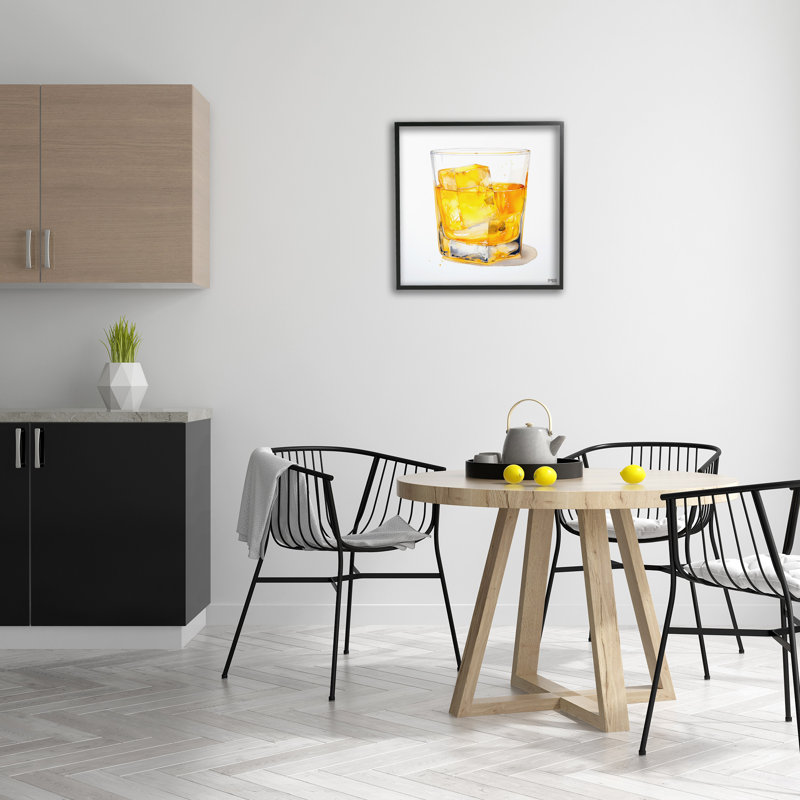 Art giclée sur verre de liqueur moderne par RB, Giclée encadrée noir minuit, H 24 po x l 24 po