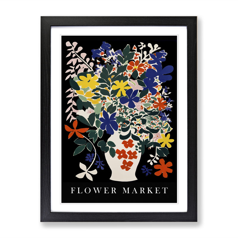 Flower Market Exhibition Sign - Single Picture Frame Print on Wood, 64cm H x 46cm W x 2cm D