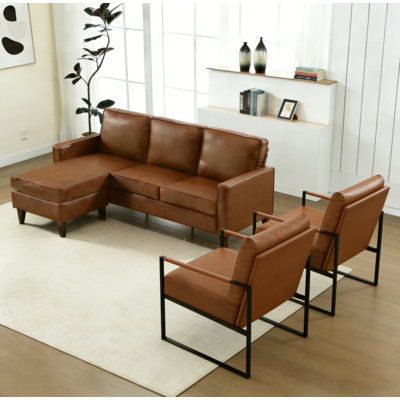 Ensemble de salon en similicuir moderne 3 pièces Weatherhill