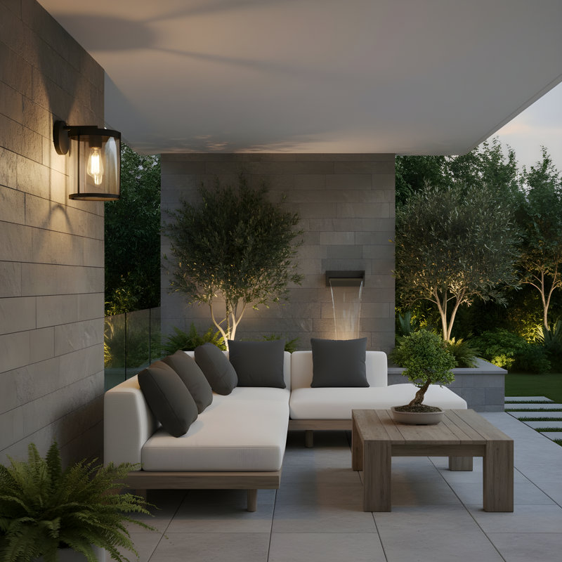 Luning Medium Lantern from Generation Lighting , Textured Black, 12" H x 8.125" W x 9.75" D, Transparent