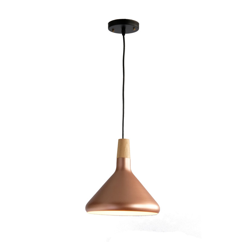 Luminaire suspendu 1 lumière à cône simple Kunkle, H 50 po x l 10 po x P 10 po, Or rose