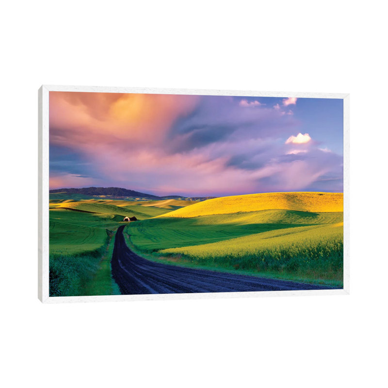 Palouse Road 1 Piece Wall Art on Canvas, 45.72cm H x 66.04cm W x 3.81cm D, White Framed