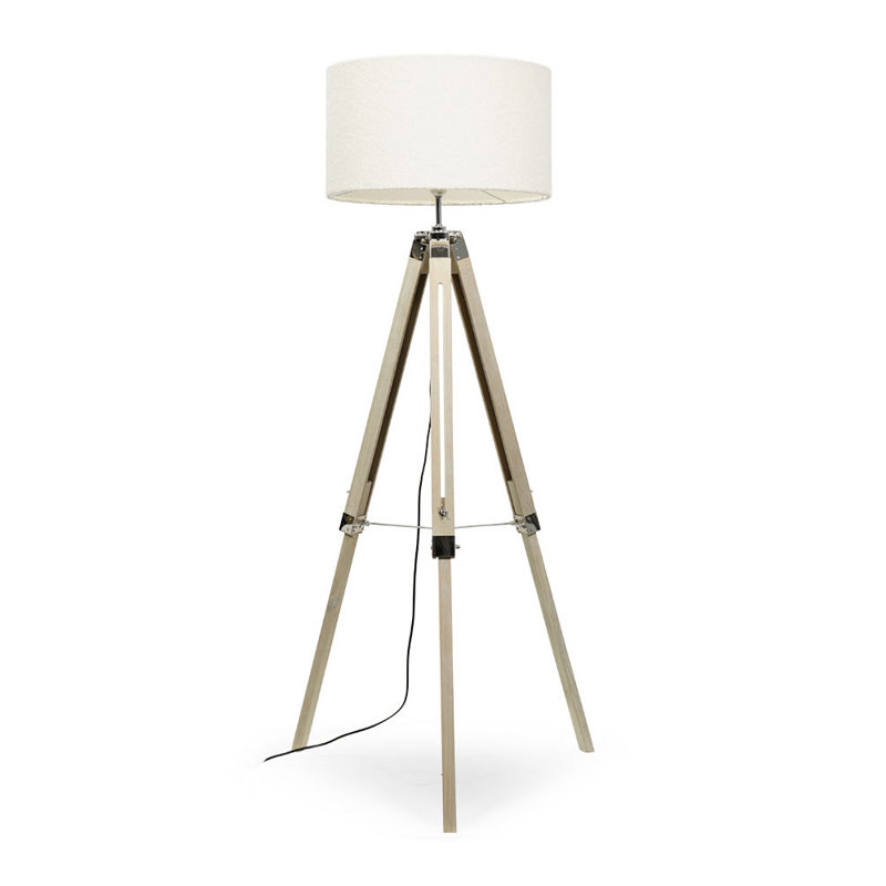 Shad 160cm Chrome Tripod Floor Lamp Set, Cream, No