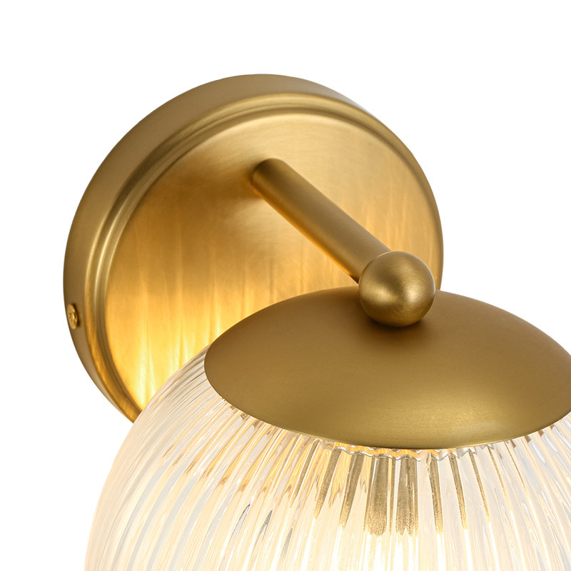 Contemporary Glam 1-Light Dew Fluted Glass Globe Wall Sconce