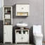 Armoire de salle de bain sous le lavabo, Thème, Blanc, Double porte, Meuble pour lavabo compact,