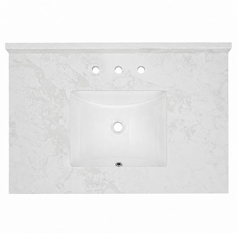 Kingston Brass Ferrara 37-Inch Quartz Vanity Top (8" Faucet Drillings)