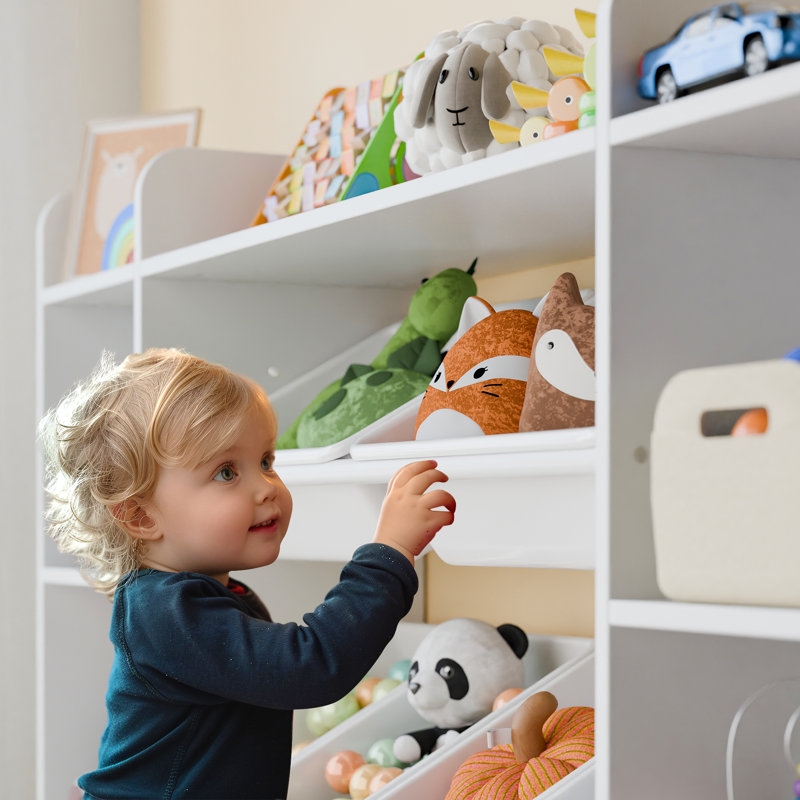 Kids Toy Storage Organizer W/6 Removable Toy Bins, White